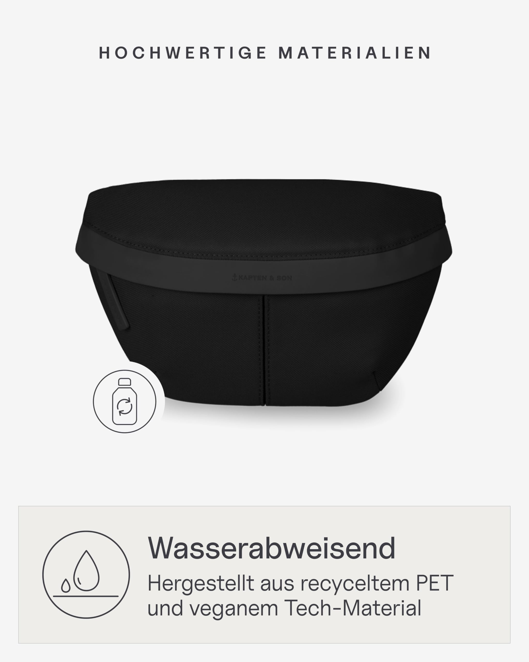 Kapten & Son Chest Bag Sveg All Black 1L Crossbody Bag Vegan Wasserabweisend
