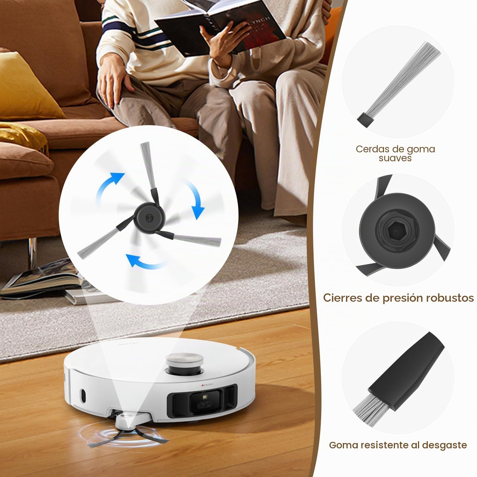 Accesorios para Dreame L40s Pro Ultra/L50s |L50 Pro Ultra/X50 Ultra | Recambio para X50 Master, 2 Cepillo Principal, 4 Cepillo Lateral, 4 Paño Para Fregona, 4 Bolsa Para El Polvo, 4 Filtro HEPA