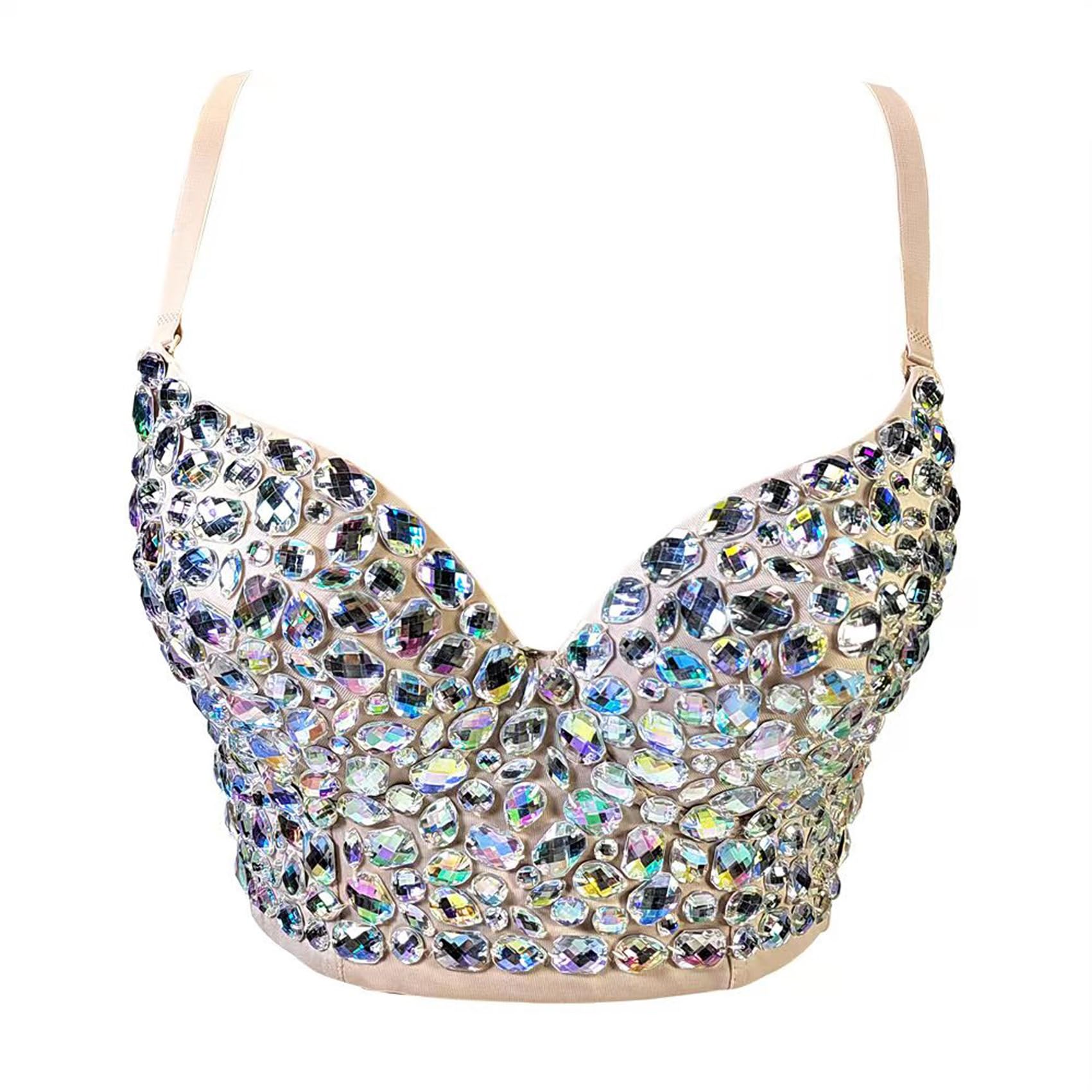 Corset à paillettes pour femme - Bustier - Haut court - Pour fête de mariage