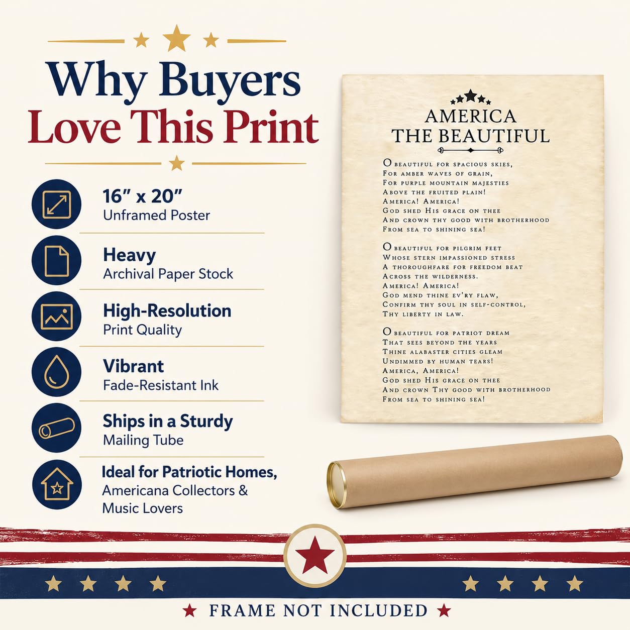 Amazon.com: America The Beautiful 16x20 Unframed Wall Art