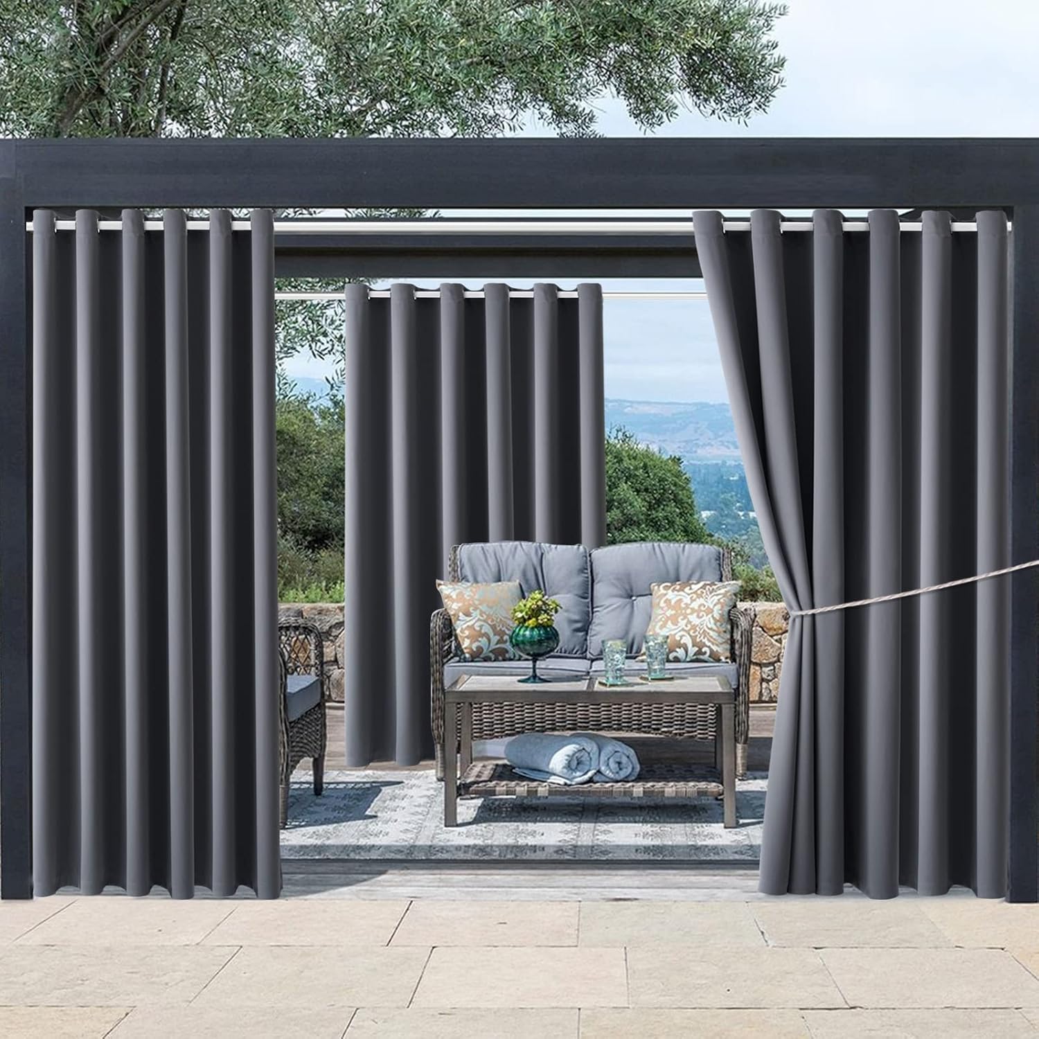 Water Proof Outside Curtains with Grommet Top for Porch