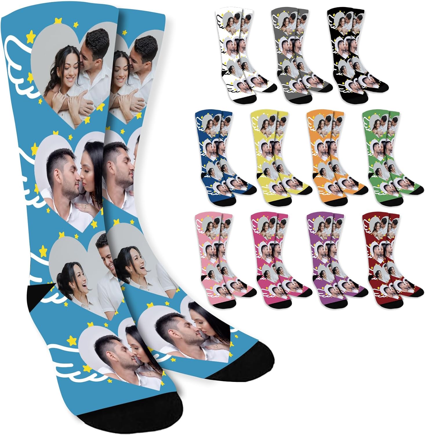 Chaussettes Personnalisables Avec Photo - Chaussettes Humour Avec Visage, Cadeau Personnalisé Pour Homme/femme (coton)