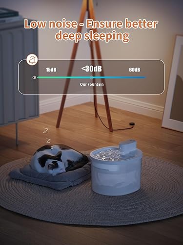 Miniatura 6 de Fuente de agua inalámbrica para gatos, fuente de agua para mascotas de 2.5 L, dispensador automático inalámbrico de agua para gatos, perros,