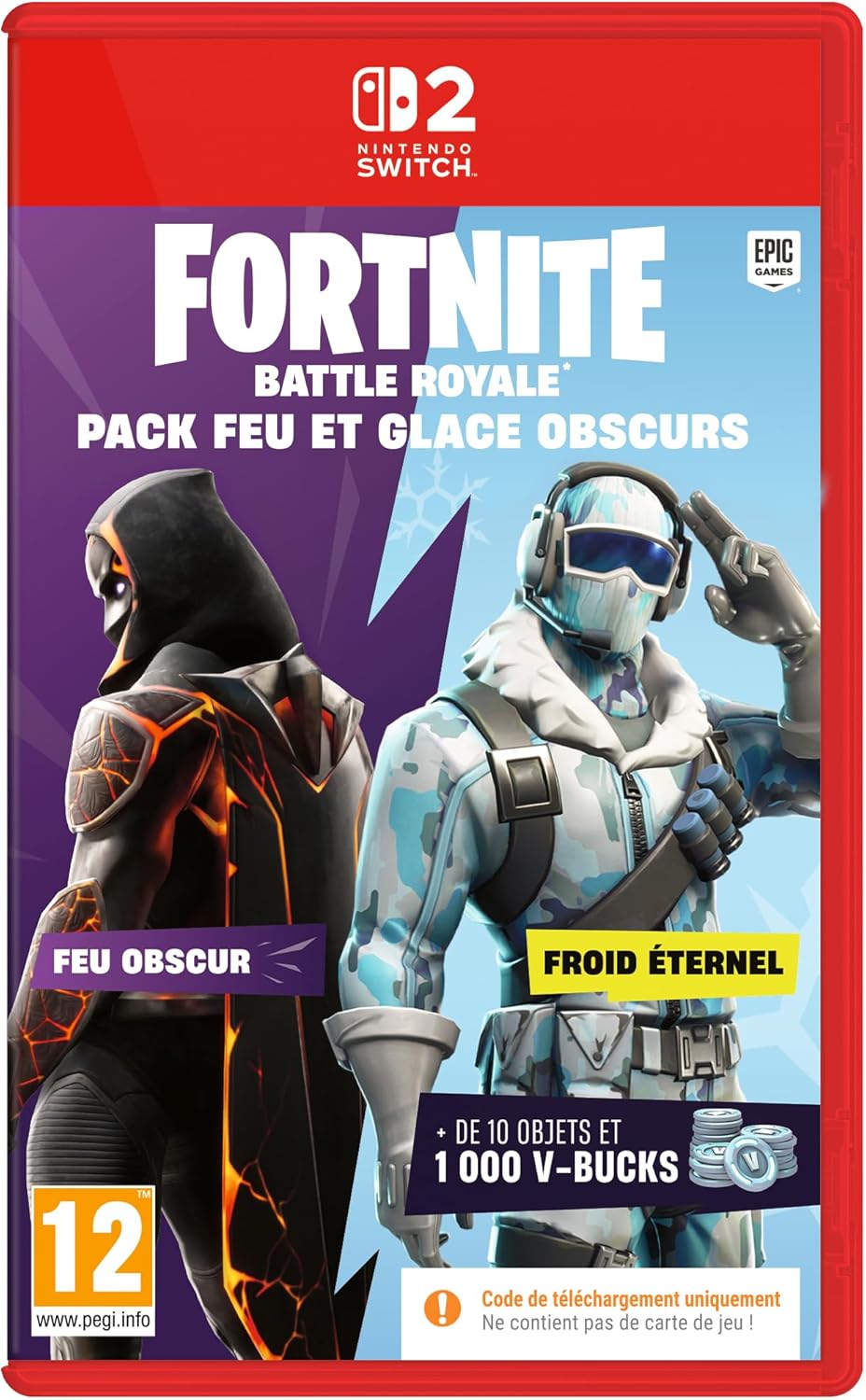 Fortnite – Pack Feu Et Glace Obscurs (Code de téléchargement du jeu dans la boîte) - Switch : Présentation détaillée des tenues Feu Obscur, Froid Éternel et styles LEGO inclus — vue 9