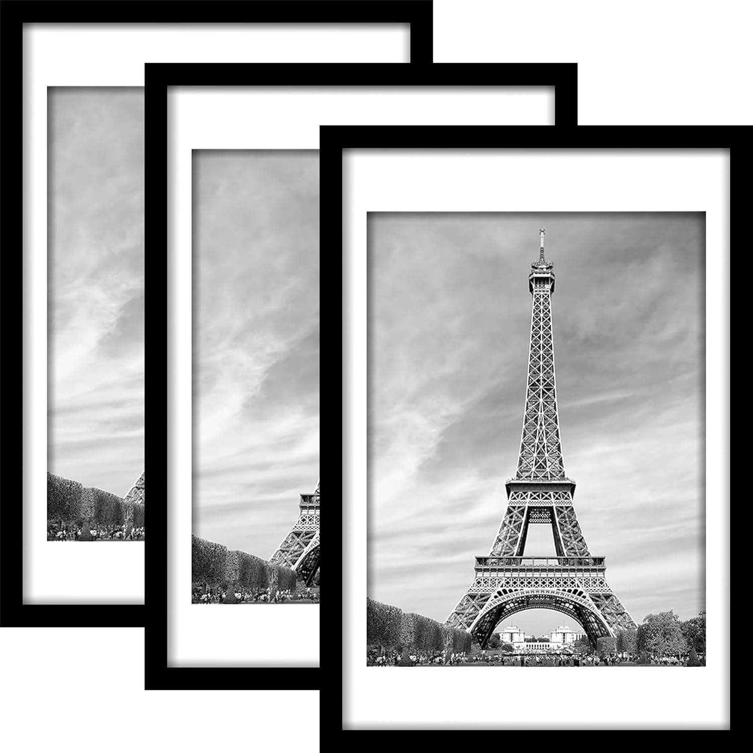 Abtgt 20x30 Frame Set of 3, Display Pictures 18x24 with Mat or 20x30 Without Mat, Poster Frames for Vertical & Horizontal Wall Hanging Display, Black Black 20x30