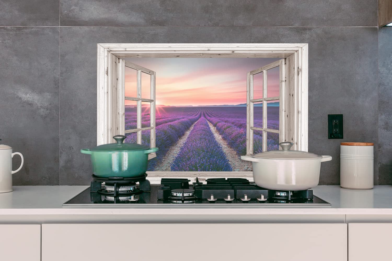 Fond De Hotte 60x70 Crédence Lavande Violette (70x50 Cm) - Plaque Aluminium Pour Cuisine, Résistante à La Chaleur Nettoyant Inox Cuisine