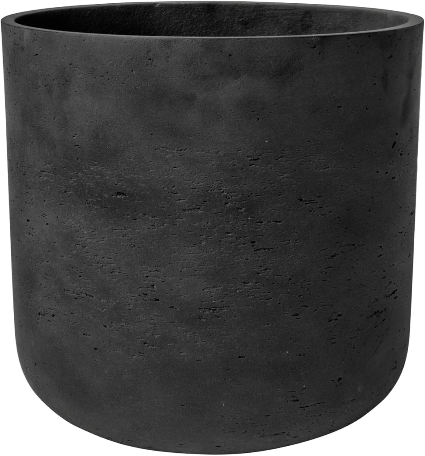 Black Washed Round Bottom Planter - Fiberstone Indoor and Outdoor Flower Pot 13 H x 12 W