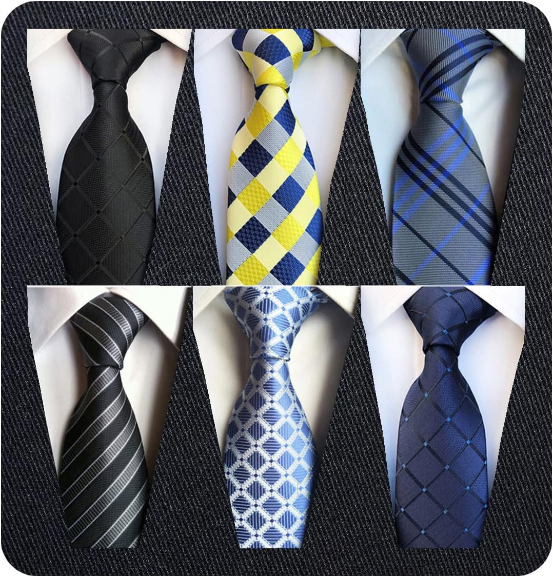 Adulove Men's Necktie Classic Silk Tie Woven Jacquard Neck Ties 6 PCS