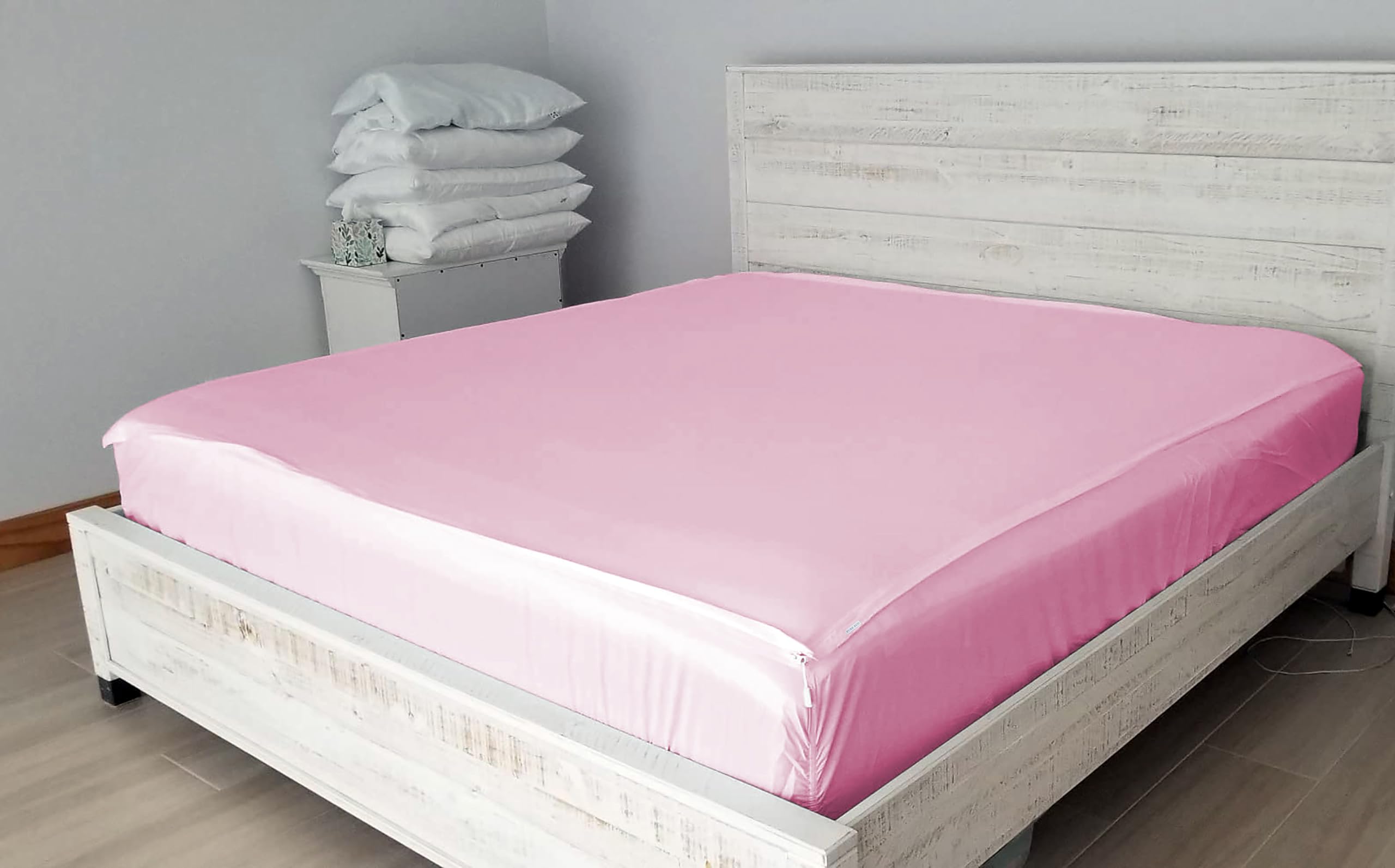 CottonFab Zipper Fitted Sheets Includes 1 Fitted Sheet Base ＆ 2 Zip