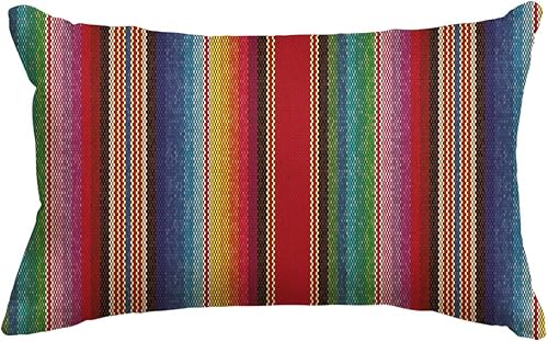 AVOIN colorlife Funda de almohada de rayas coloridas de Halloween, 12 x 20 pulgadas, decoración de funda de cojín de terror para sofá