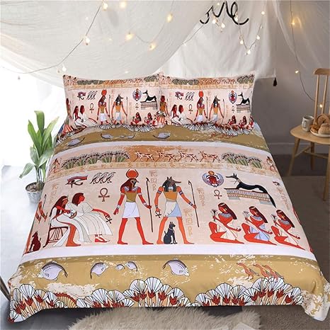 Amazon キルトの変更 エジプトの寝具セット古代エジプト文明布団カバーのキャラクターホームテキスタイルアフリカ寝具3ピース Duvetcover240 2センチメートル Size Duvetcover150 0cm 寝具カバーセット オンライン通販