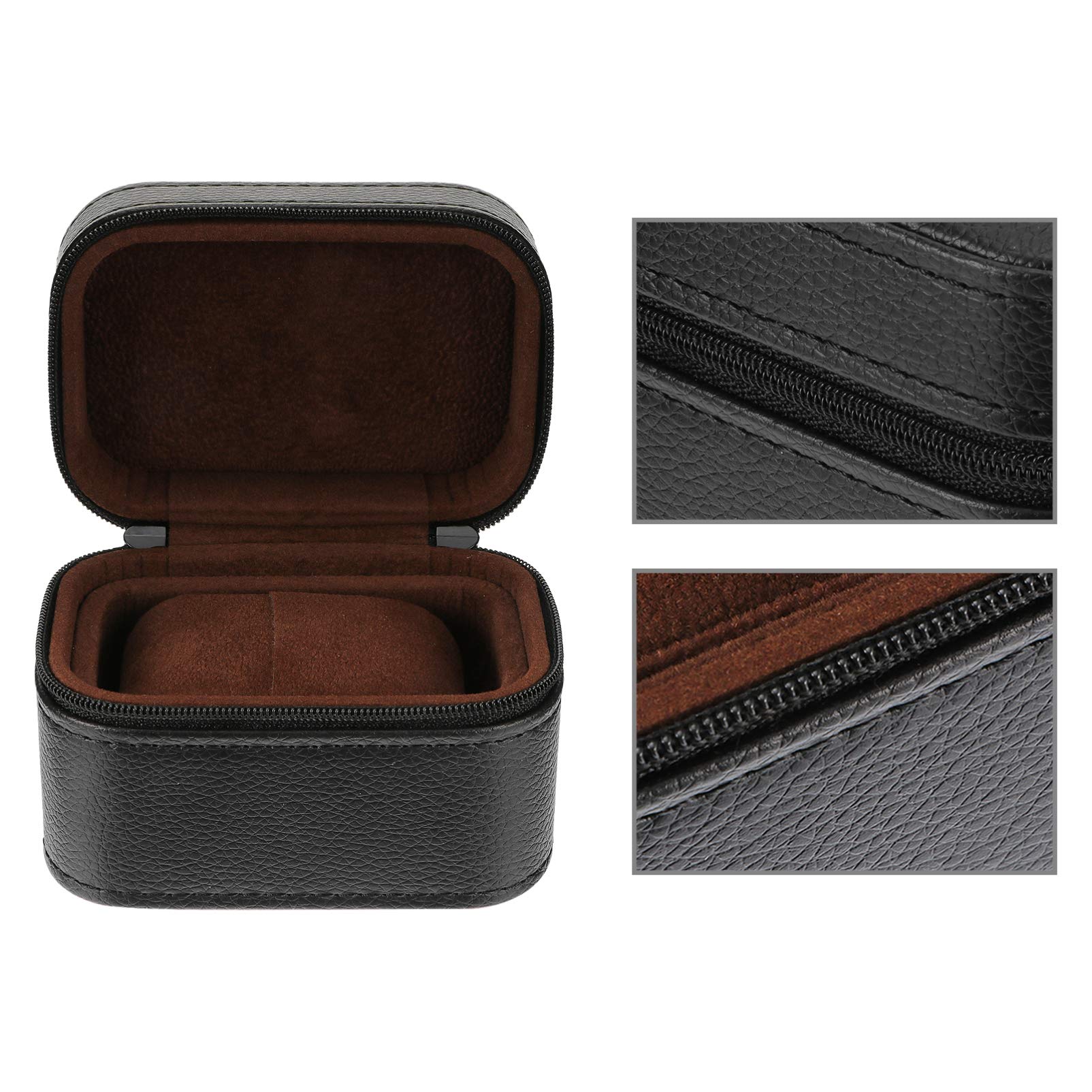 ibasenice Scatola Porta Orologi in Pelle Sintetica Nera Antifall Antiurto Leggera per Uomo e Donna, Custodia Portatile Chiusura per Orologi Singoli