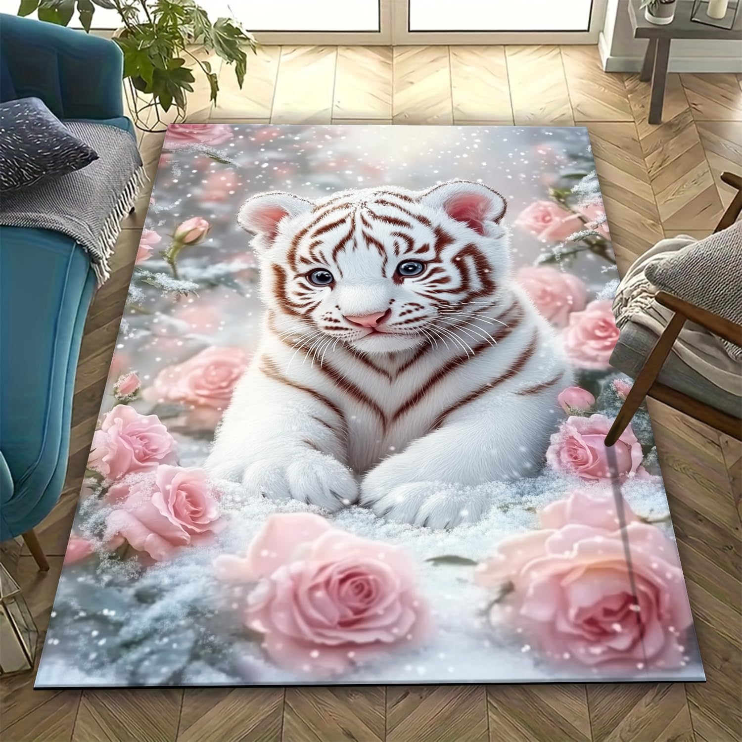 Tapis lavable et antidérapant tigre 3D pour en finir avec les tapis froids