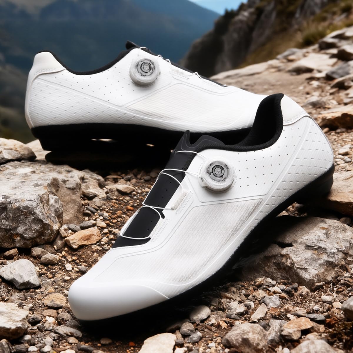 Herren Rennrad Fahrradschuhe mit Look SPD-SL Pedal, Schnelle Anpassung, Stabiler verschleißfester für Indoor Outdoor mit 3 Bolzen-Look Delta