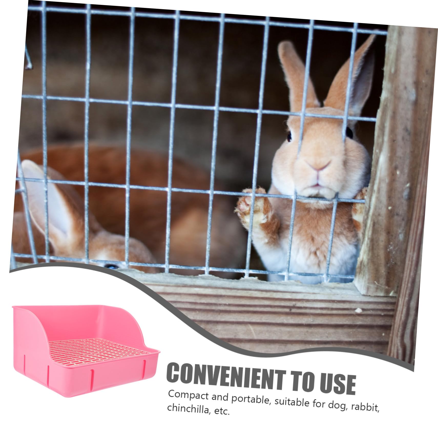 Toilet Tray Box per Coniglio e Cincillà Grande Rosa in Pp | Soggiorno e Giardino, Mantiene la Lettiera Sul Posto e Aiuta a Tenere Pulito L'animale