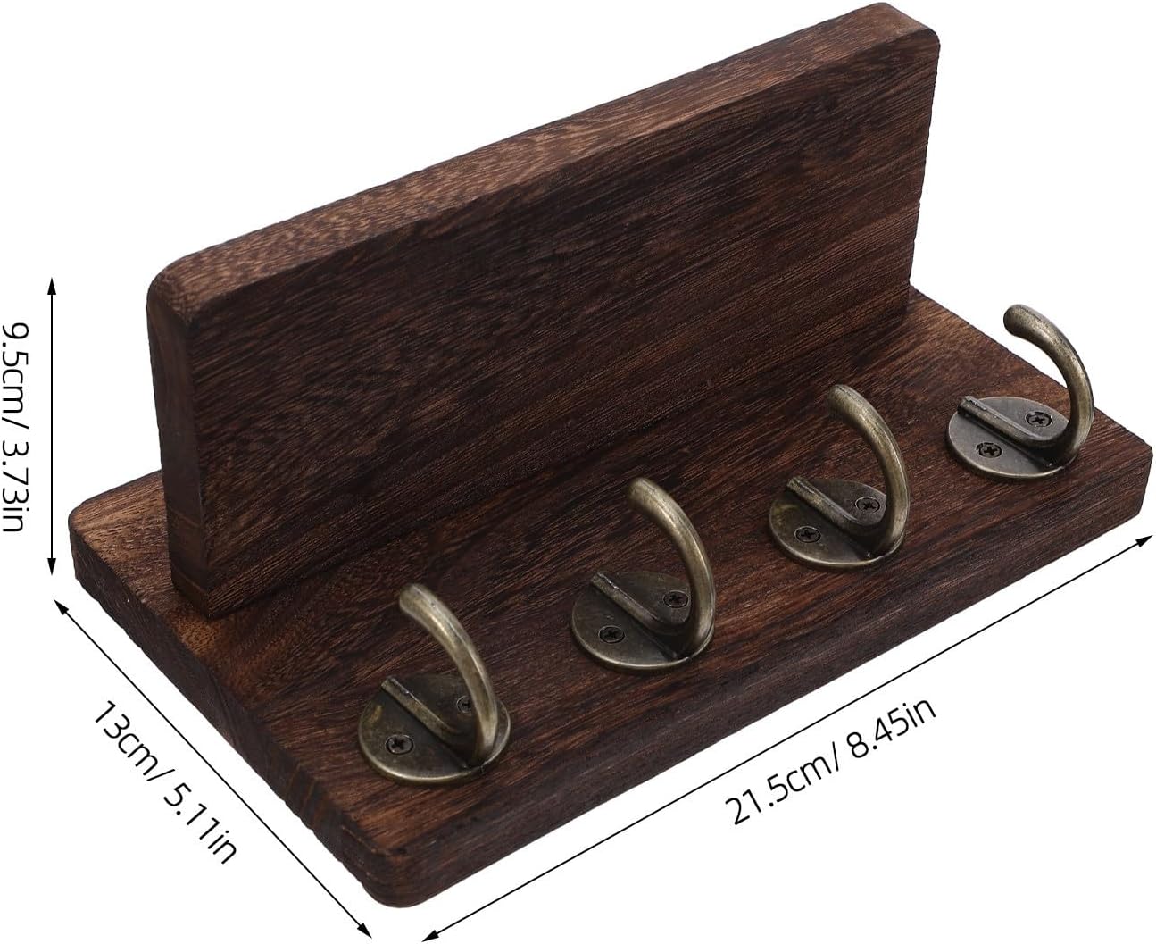 NOLITOY Wood Coat Rack Wall Mounted with 4 Hooks, Multipurpose Design for Hats and Keys, Rustic Decorative Wooden Key Holder for Living Rooms and Hallways, Versatile Storage
