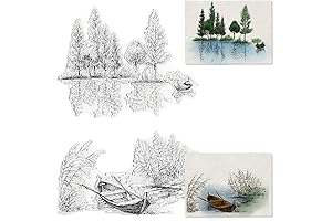 Inkylicious Stamps: Lake River Scenery Trees Boat Clear Stamps