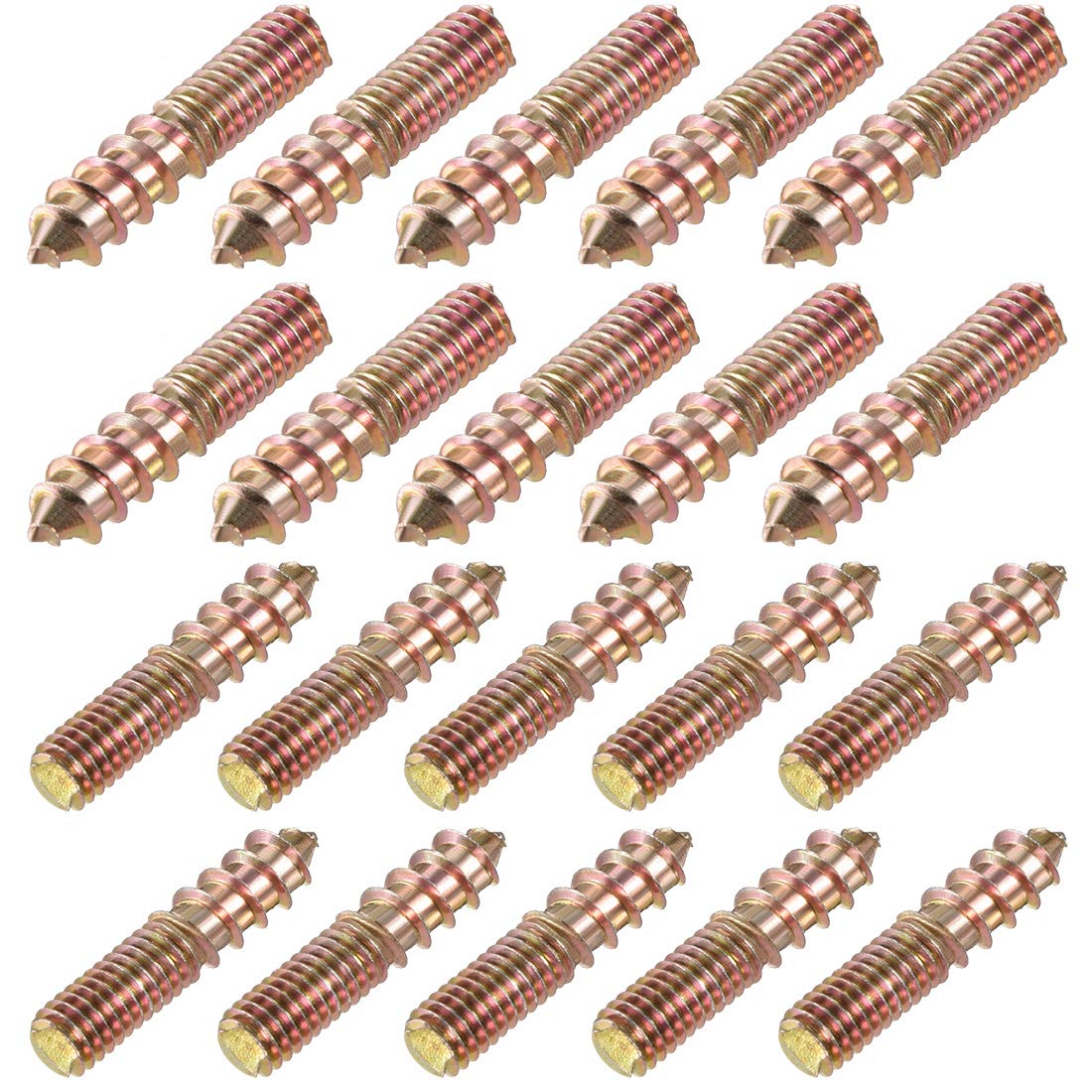 uxcell 20Pcs M6x29mm Hanger Bolt Double Headed Bolt Self-Tapping Screw for Furniture