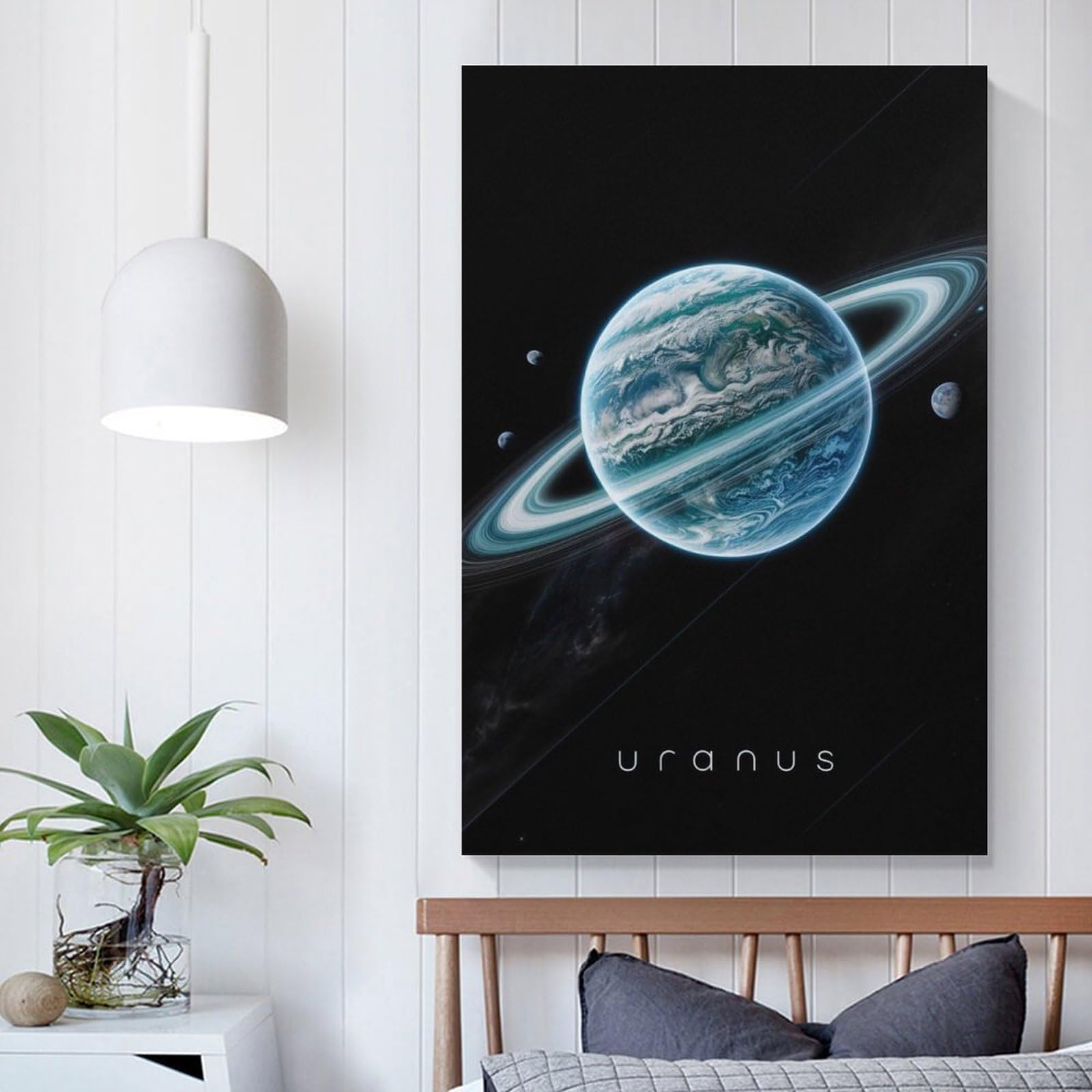 Poliuaws Unframe-Planet Uranus And Ring Canvas Print Wall Art Picture For Home Decor Planet Uranus And Ring Panel Pictures And Artwork Oil The Decoration Art Photo Prints 12X18inch(30X45cm)