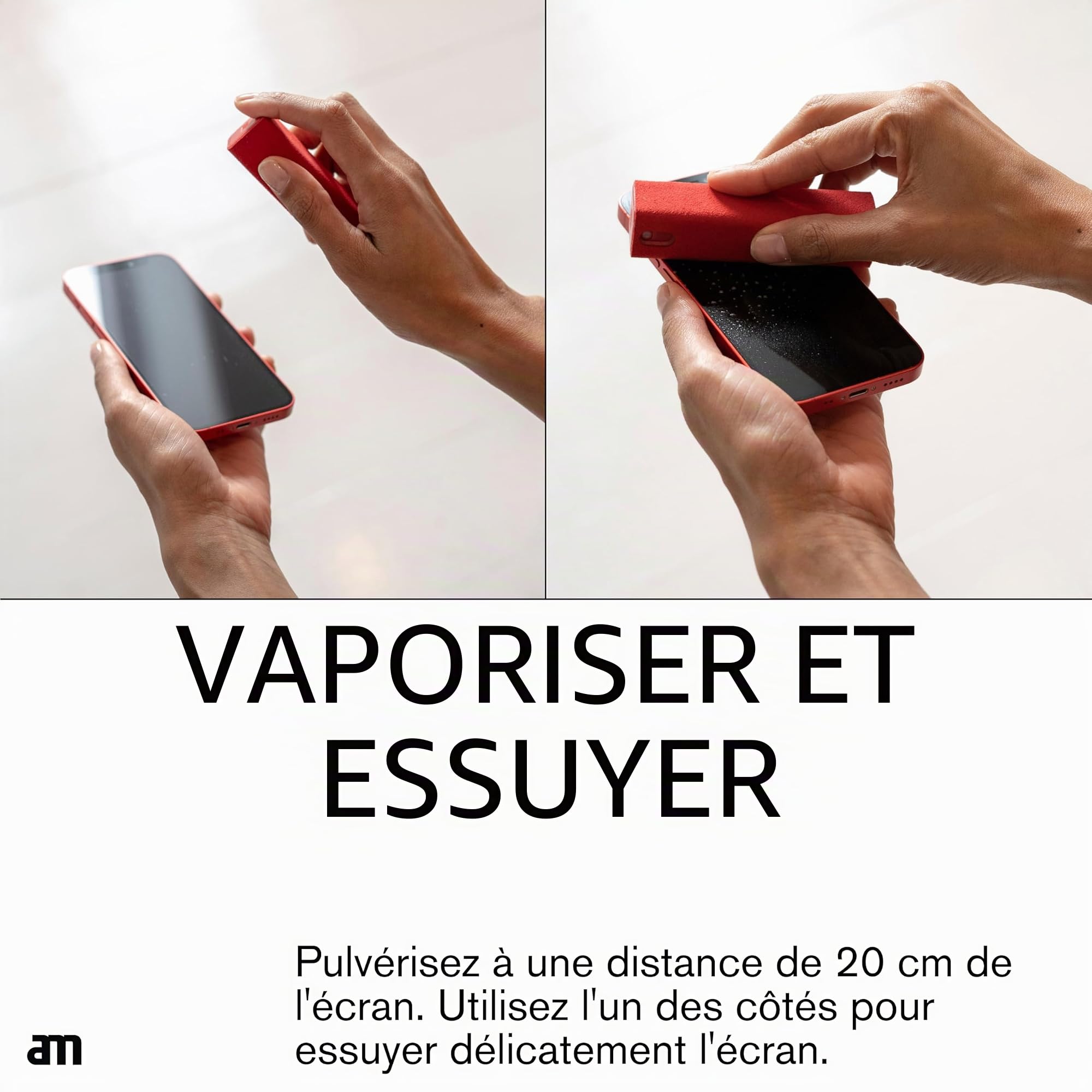 am Nettoyant Écran Portable 2 en 1 Chiffon Microfibre - 10,5 ml - Kit Nettoyage Voiture Pour Smartphones, Lunettes, Tablettes, Écrans TV et Ordinateur, Noir, Gris, Gris Clair, Vert, Bleu, 5 Pack