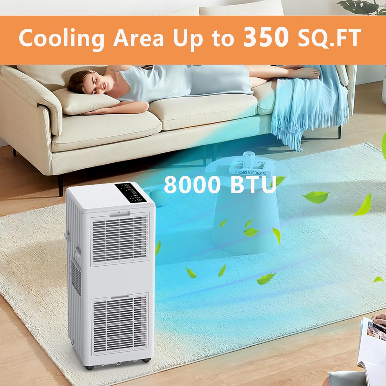 Diagram showing the dimensions of the HOMSURE Portable Air Conditioner