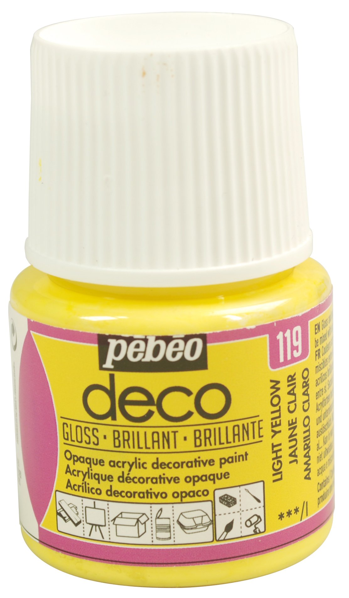 PEBEO - Pintura acrílica multisoporte - Color opaco - Acabado brillante - Color amarillo claro - 45ml