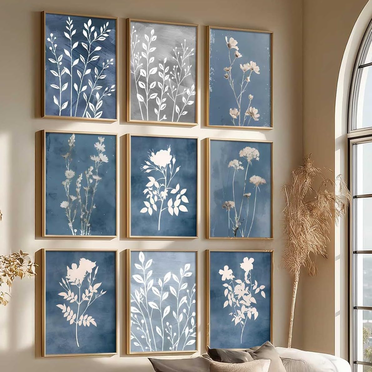 Boho Floral Wall Art - Aesthetic Paintings with Frame -1 Boho Floral Wall Art - Aesthetic Paintings with Frame -1