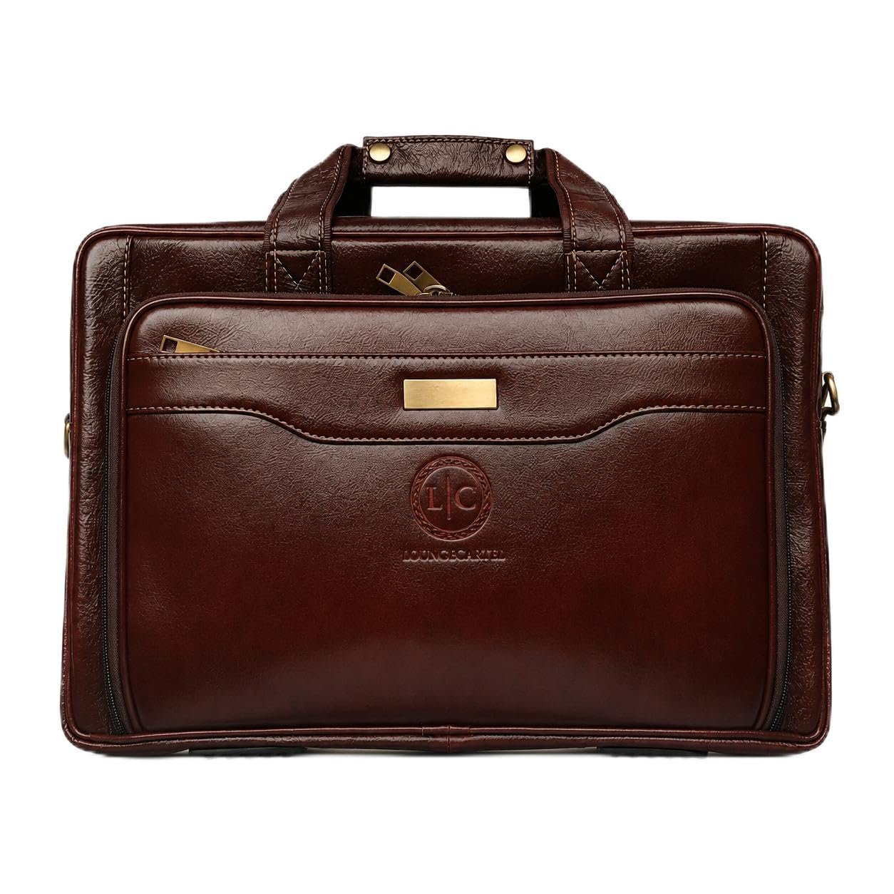 Genuine Leather Office Bag for Men, 15.6" Leather Laptop Bag for Men for Office, Travel, Daily Use, Adjustable Strap & Multi Compartments - BROWN-picture-29