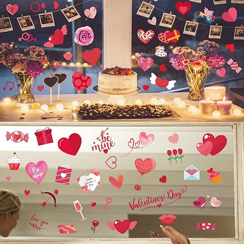 Miniatura 8 de 218 unidades de calcomanías para ventana del día de San Valentín, con forma de corazón, para ventanas de vidrio, decoración de ventanas de San