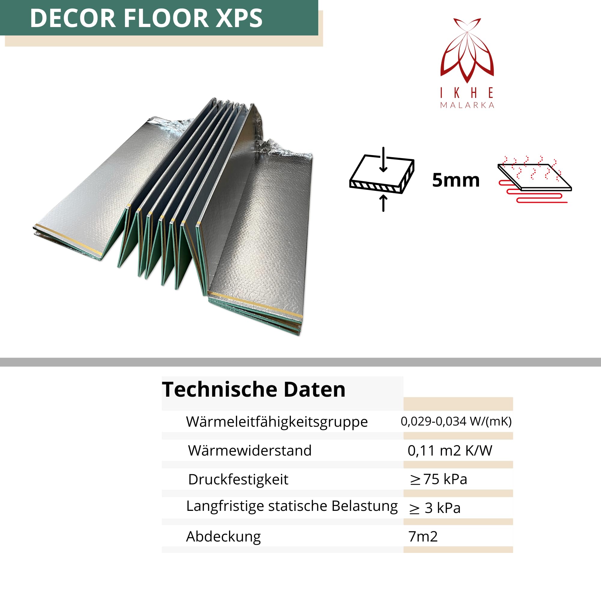 21 m², base in XPS con pellicola PET, isolamento acustico, isolamento termico, isolamento acustico (5 mm – 7 m² x 3)
