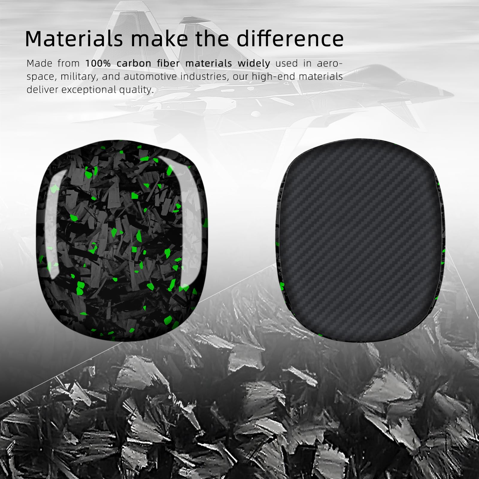 MONOCARBON Custodia in vera fibra di carbonio per AirPods Max (2024/2020), custodia rigida protettiva di grado militare per cuffie Apple Max, unica forgiata lucida, antigraffio, accessori essenziali