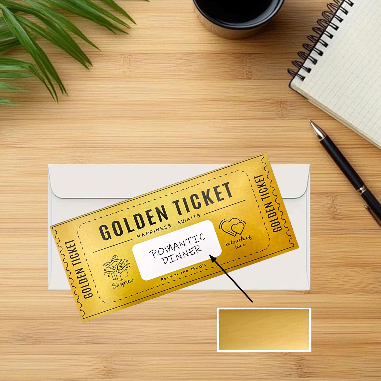 Image secondaire de Pack de 5 Cartes à Gratter Dorées SYEYCW pour Cadeaux Surprises