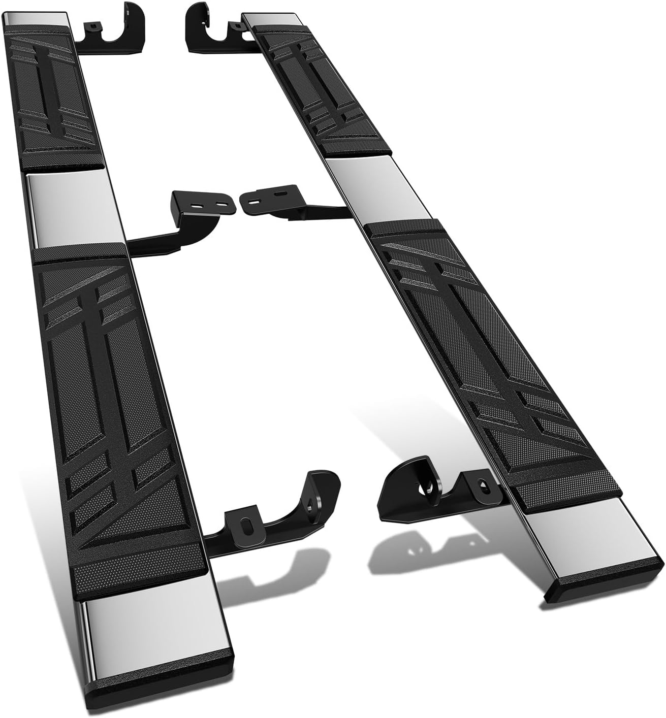 Estribos Planos DNA Motoring 6.5" Acero Inoxidable Negro/Cromado para Chevy Traverse 2009-2017