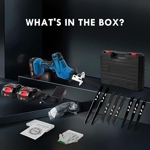 Miniatura 8 de Sierra recíproca inalámbrica, velocidad variable 3000 RPM motor sin escobillas con 8 hojas de sierra, 2 baterías de 2.0 Ah, luz LED, cambio de hoja