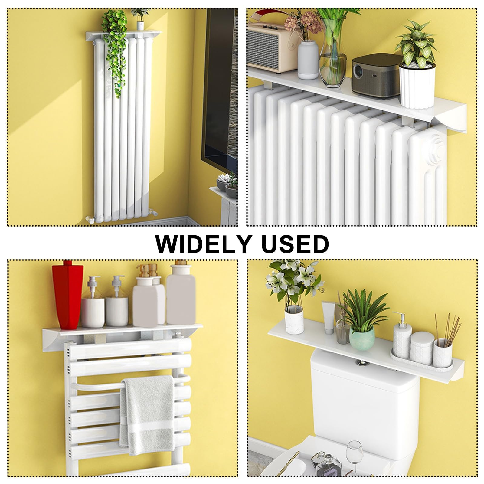 Generico Mensola sopra Termosifone, Bianco Moderno Mensola Termosifone Senza Foratura, Mensola per Termosifone per Casa Ufficio Cucina Camera(40cm/15.74in)