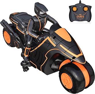Karoter Remote Control Motorcycles , 360° Spinning Action Rotating Drift Stunt Motorbike 2WD High Speed Rc Motorbikes 2.4Ghz Radio Control Motorcyle with Riding Figure Toys for Kids Boys