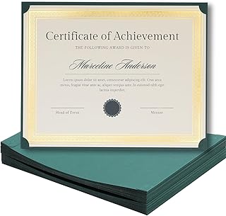 Single Sided Certificate Holders for Letter Size, 8.5 x 11 Bulk Award Certificate Cover for Graduation,Diploma, Documents, Marriage,Employee Appreciation, School,Office, Business (Green, 25CT)