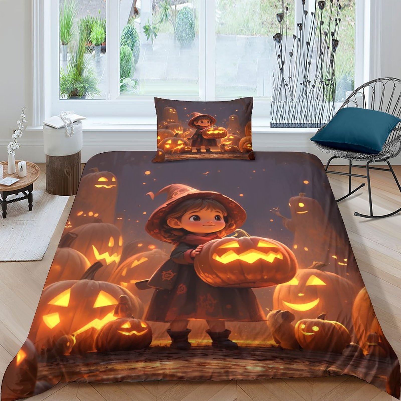 Parure de lit Halloween sorcière pour chambre d'enfant festive et magique