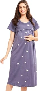 AV2 Women Cotton Printed Maternity Nursing & Feeding Relaxed Fit Nighty -3149 Price In India