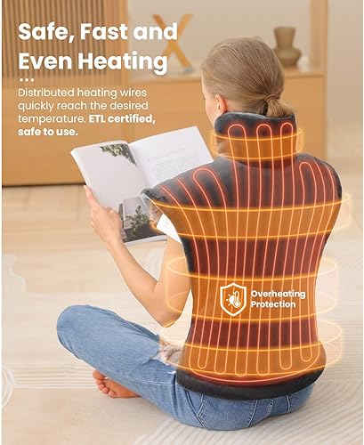 Miniatura 3 de BOB AND BRAD Almohadilla térmica con peso para aliviar el dolor de espalda, almohadilla térmica eléctrica de 24 x 34 pulgadas para cuello y hombros,