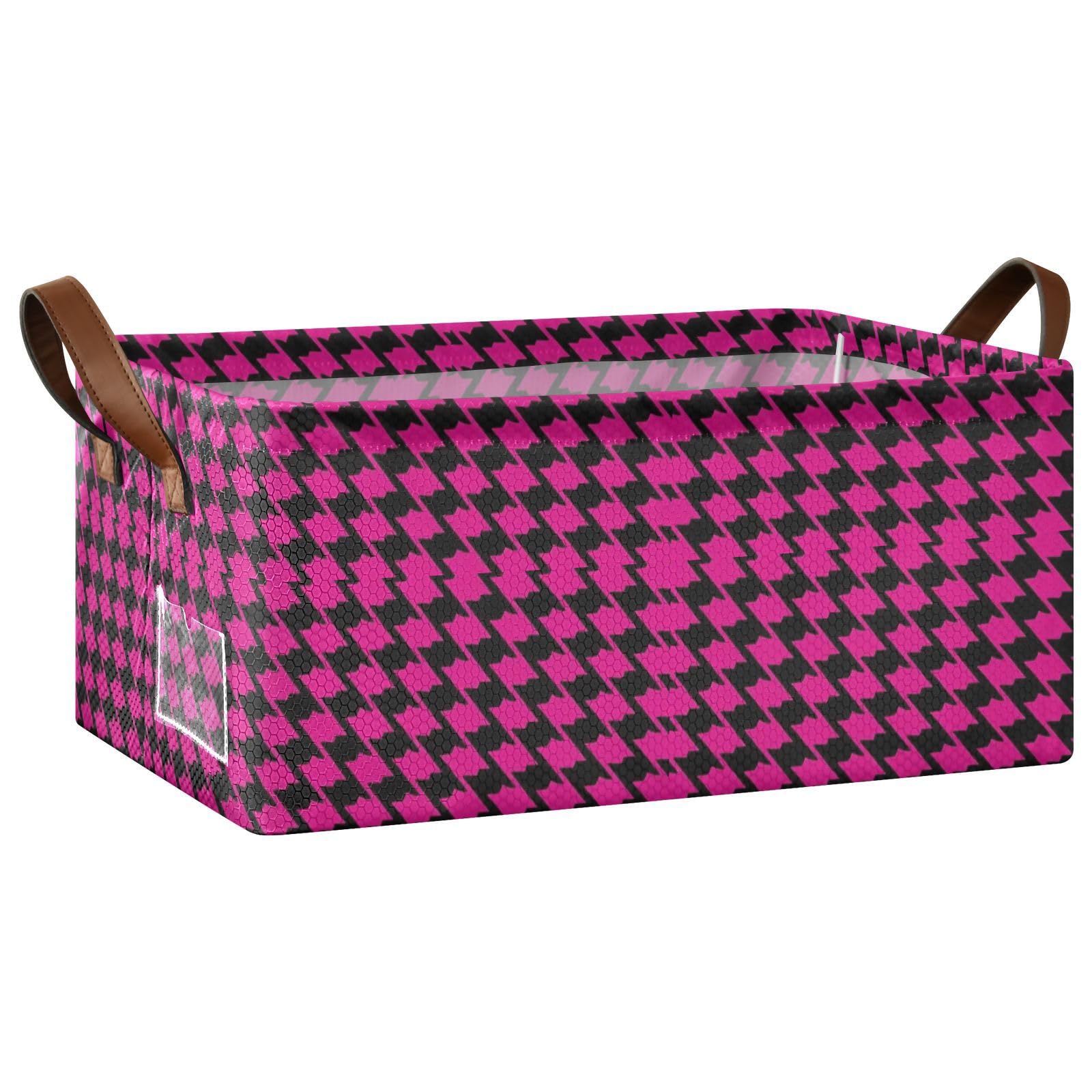 Bacs de rangement ouverts pour placard de chambre FRODOTGV S pied-de-poule noir magenta
