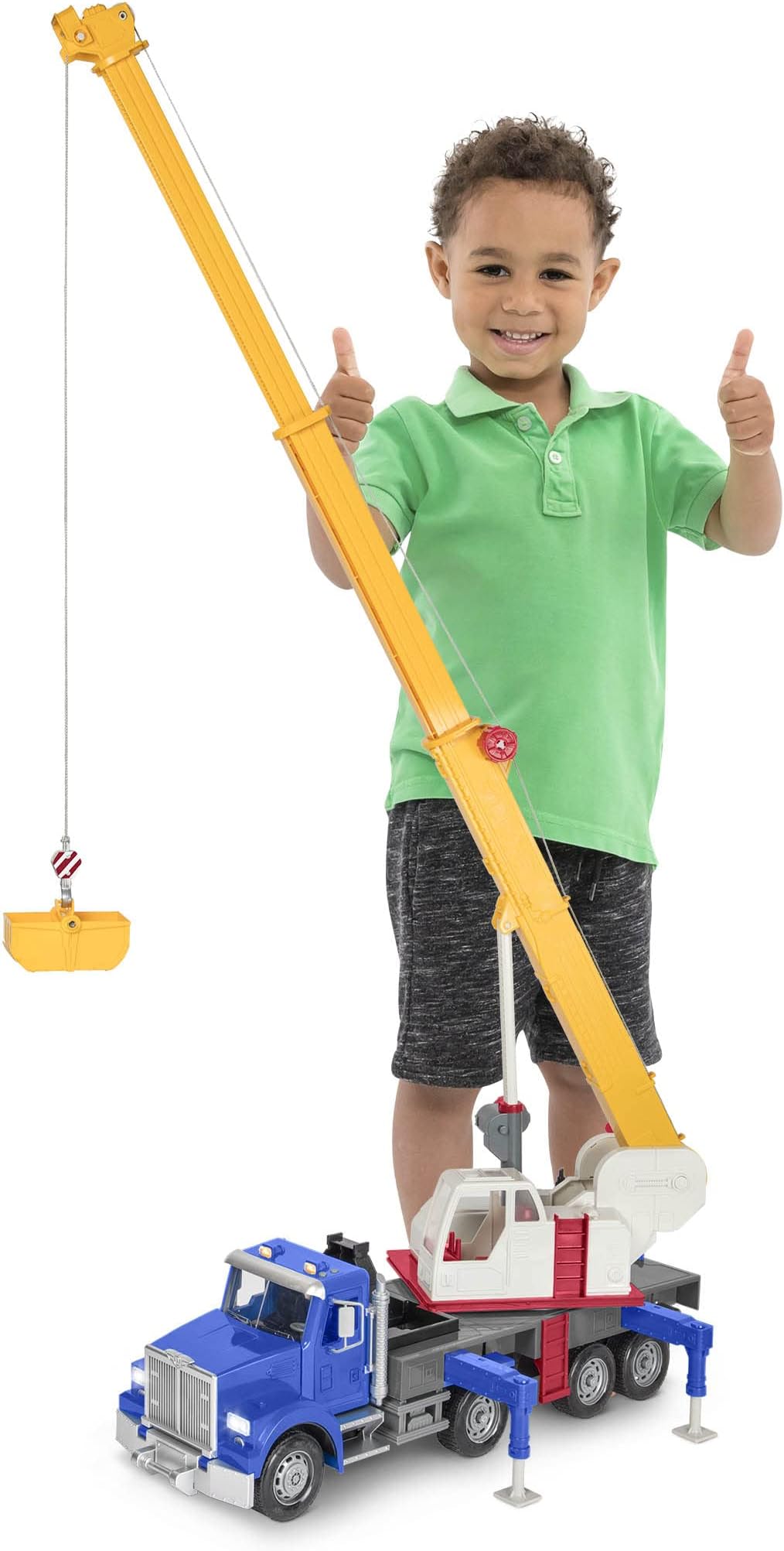Driven by Battat – Jumbo 27-Inch Crane Truck Toy – Construction Vehicle with Movable Crane Arm & Realistic Design – Toy for 3+ Years