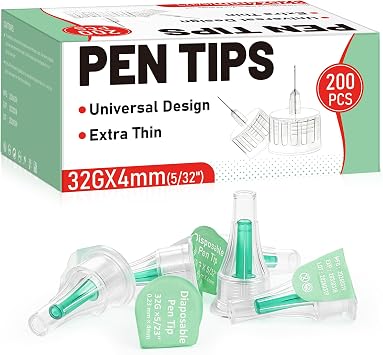 Ezoon 200 Count Pen Tips 32G x 4mm 5/32, Universal Fit, Extra-Thin, Comfortable