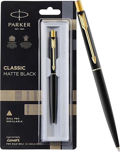 Parker Classic - Bolígrafo con borde dorado negro mate