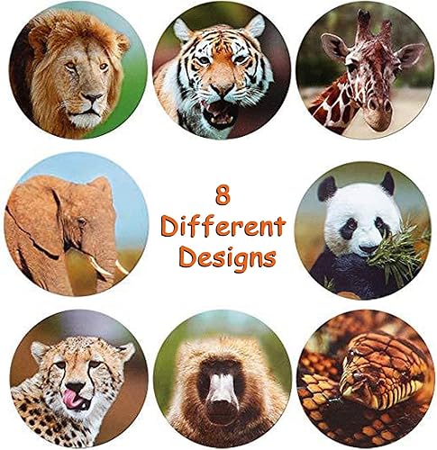Miniatura 3 de 500 calcomanías redondas de animales salvajes para niños, maestros, suministros escolares, rollo de incentivo de animales, calcomanías de