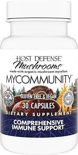 Host Defense MyCommunity Cápsulas - Suplemento de Hongos Mezcla de 17 Especies para Apoyo Inmunológico - Ayuda Herbal con Melena de León, Reishi,