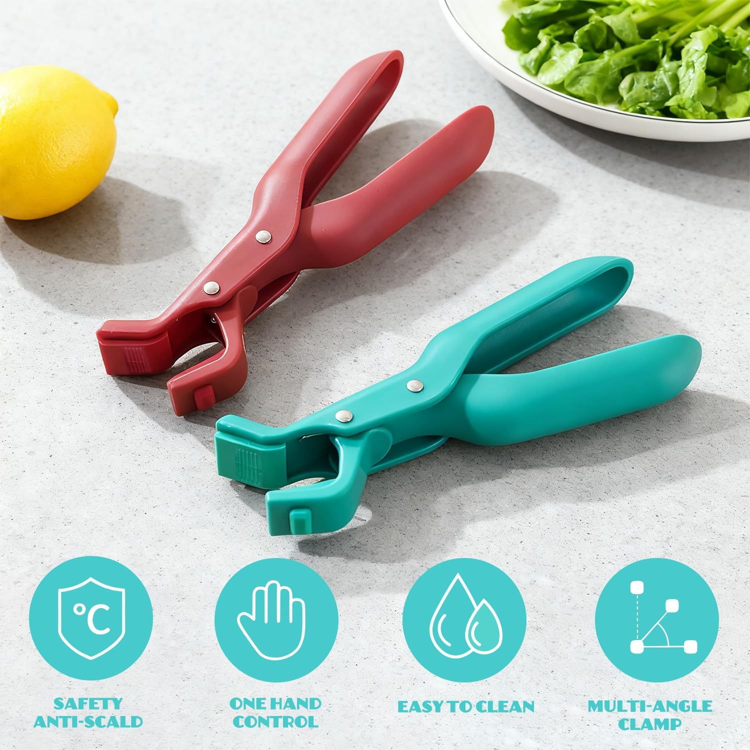 2PCS Hot Plate Grippers, Upgraded Anti-Scald Bowl Clip, Silicone Non-Slip Hot Dish Plate Holder - For Microwave Oven Cooking, Kitchen Utensil for Bowls, Pans, Dishes