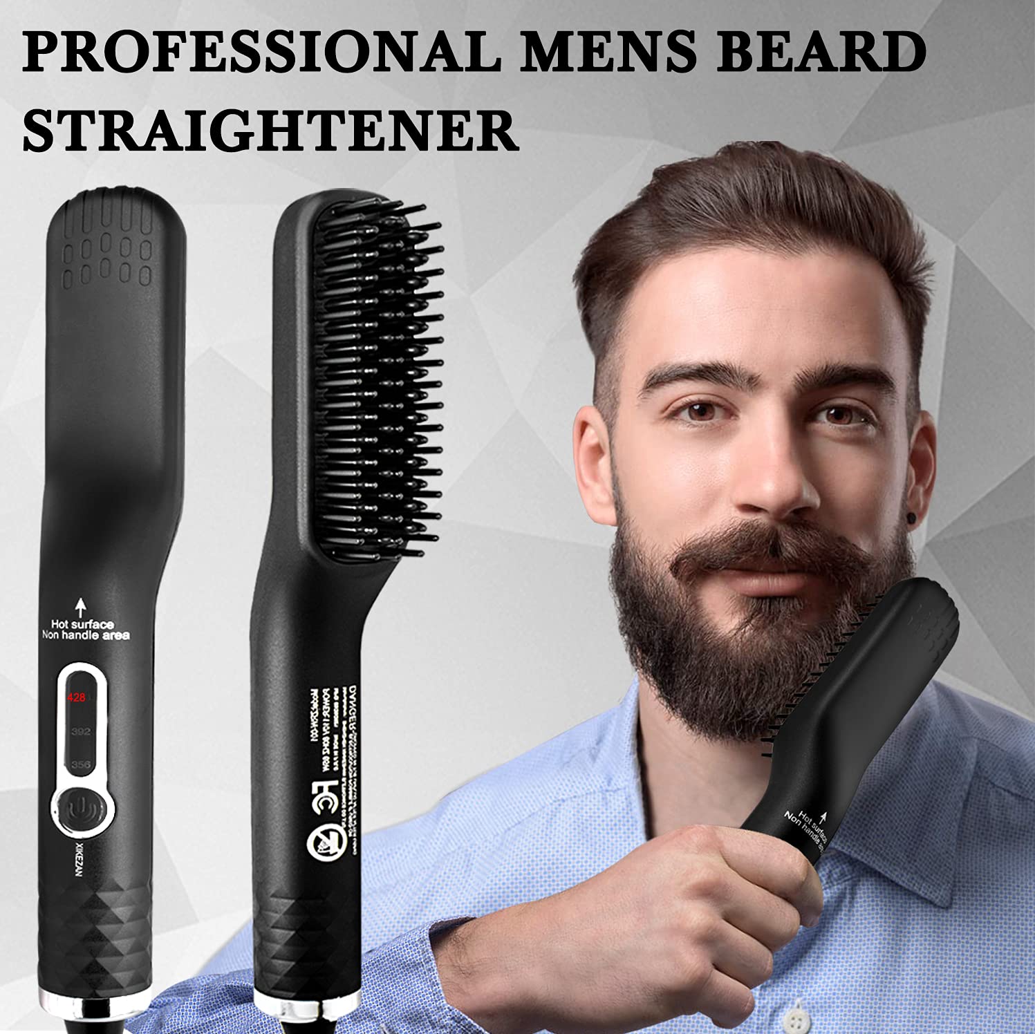 Beard Straightener Kit,Beard Growth Grooming Kit w/Beard Straightener