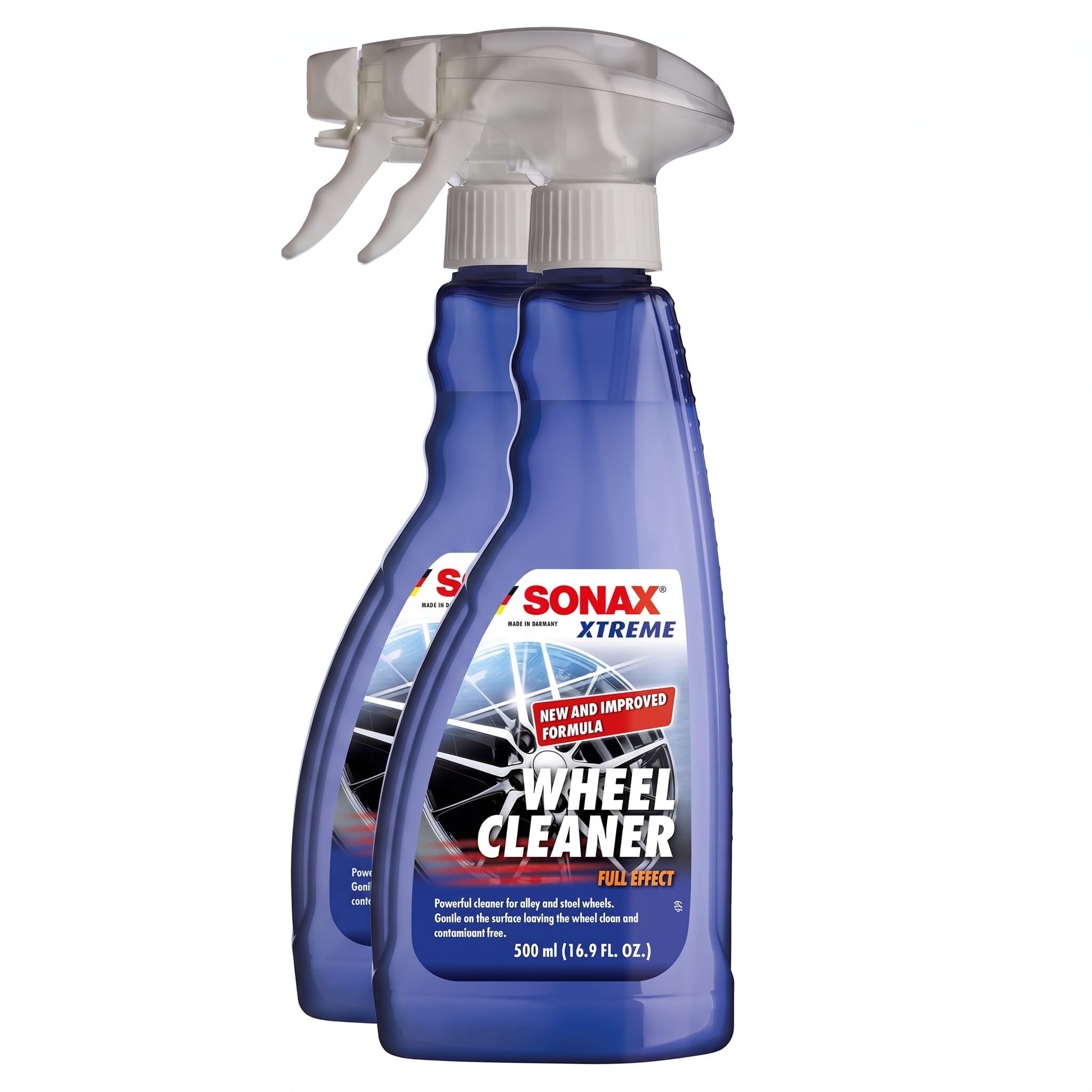 SONAX Wheel Cleaner Full Effect (230200) | Non-Acid Rim Cleaner | Color Changing Wheel-Cleaner-| Brake Dust-Cleaner-| Non-Acid Iron Remover-| (500 ml or 16.9 fl. oz.),(Pack of 2)