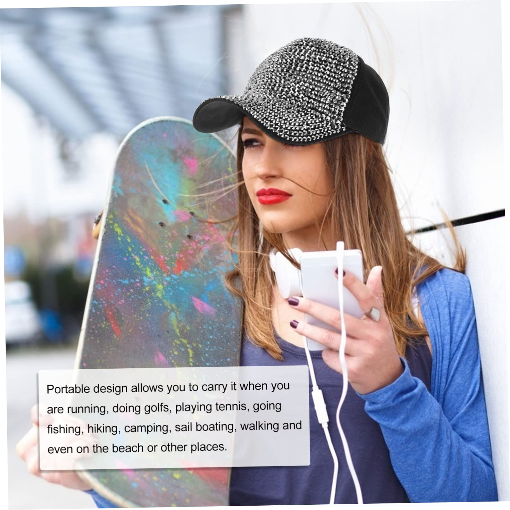 BESPORTBLE 3 Pezzi Cappello con Visiera Parasole Stile Hiphop con Diamante Brillante Multiuso per Allenamento Casual Quotidiano Viaggio Ufficio Vacanza Yoga Parco